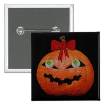 Creepy Halloween Jack O' Lantern Pinback Button