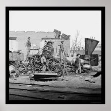 Crippled Locomotive in Richmond, VA 1865 Poster