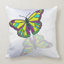 Crisp White Butterfly Throw Pillow