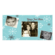 Crispy Snowfall, 3 photos Customized Photo Card