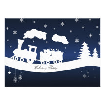cristmas train invitation card for a Holiday Party