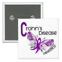 Crohn's Disease BUTTERFLY 3 Pinback Buttons