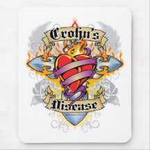 Crohns Disease Cross & Heart Mouse Pads