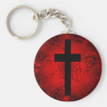 CROSS AND FLORAL RED PATTERN KEY CHAINS