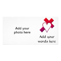 Cross and heart #1 ( 3-D Red / purple ) Custom Photo Card