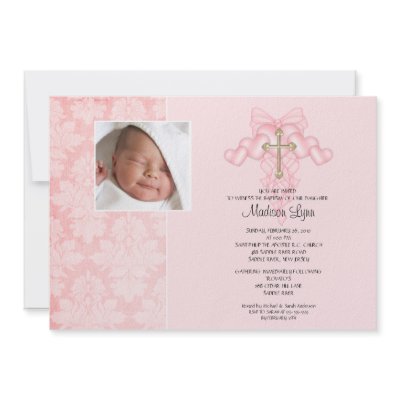 Baby Girl Photo on Cross Baby Girl Photo Baptism Inviation By Celebrateitinvites