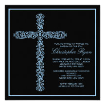 Cross Baptism Christening Boy Baptism Inviation Personalized Invitations