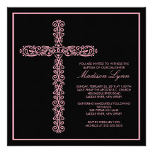 Cross Baptism Christening Girl Baptism Inviation Custom Invite