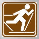 Cross Country Skiing Highway Sign Posters