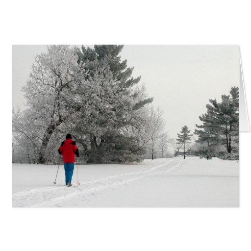 Cross Country Skiing on a Frosty Day Greeting Card