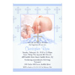 Cross & Hearts Photo Christening Inviation Invitation