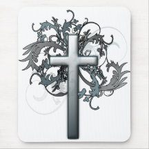Cross with floral graphics mouse pads