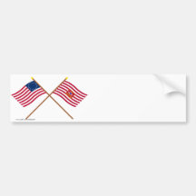 Crossed Betsy Ross and Sheldon's Horse Flags Bumper Stickers
