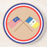 Crossed Malaysia and Penang flags Drink Coaster