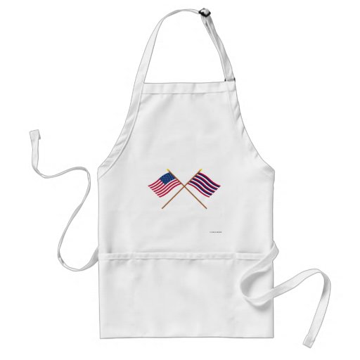 Crossed US and Ft Mifflin Flags Apron
