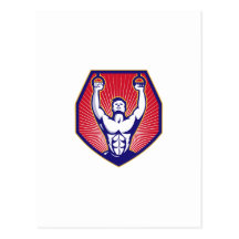 Crossfit Training Athlete Rings Retro Postcards