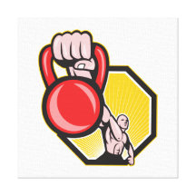 Crossfit Training Lifting Kettlebell Front Canvas Print