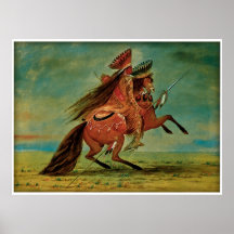 Crow Chief by George Catlin 1850 Print