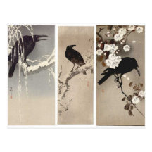 Crow Japanese Art Postcard
