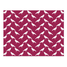 Crow Pattern. Burgundy and White. Post Card