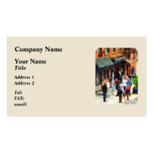 Crowded New York Sidewalk Business Card Templates
