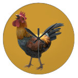 Crowing Rooster Design Round Clock