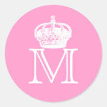 Crown Monogram Round Sticker