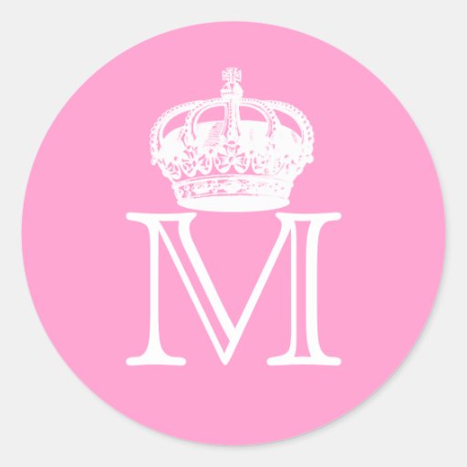 Crown Monogram Round Sticker