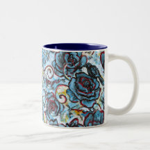 Crows on Blue Roses Mug