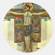 Crucifix With Scenes Of The Passion By Lucchesisch Round Stickers