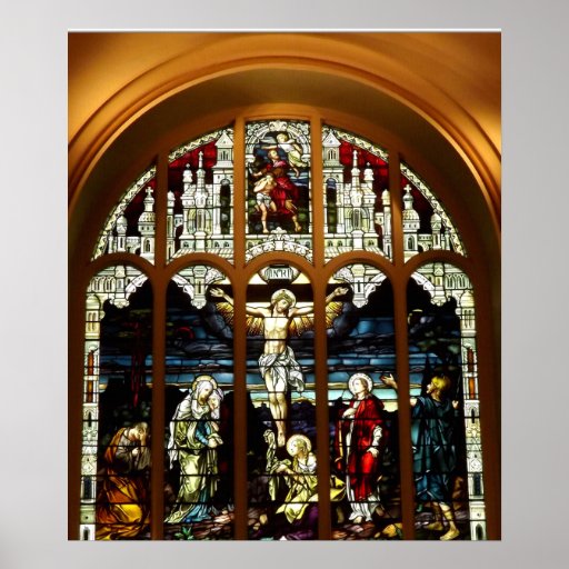Crucifixion - Jesus on The Cross - Stained Glass Poster