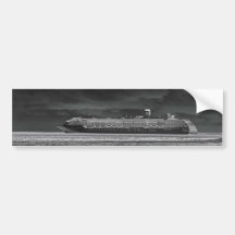 Cruise ship travelling through the night bumper stickers