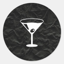 Crumpled Black Paper Round Stickers