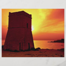 Crusader watch tower in sunset, Ghain Tuffieha Bay Personalised Flyer
