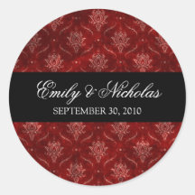 Crushed Red Velvet Elegant Wedding Invitation Seal Stickers