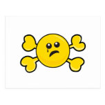 crying smiley Skull yellow Crossbones Postcards