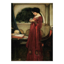 Crystal Ball, JW Waterhouse, Vintage Victorian Art Custom Announcements