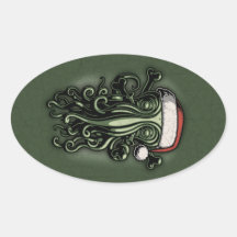 Cthulhu Claus Oval Stickers