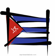 Cuba Brush Flag Acrylic Cut Out