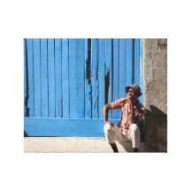 Cuban man and his cigar stretched canvas print