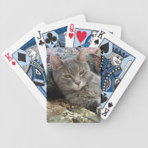 Cuddles Grey Cat Playing Cards