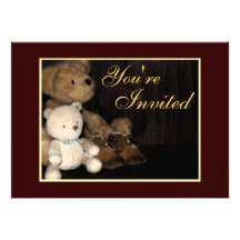 Cuddly Teddy Bear & Baby Shoes Invitation