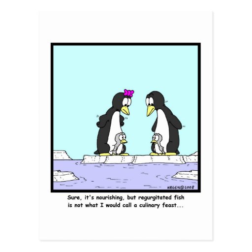 Culinary Feast: Penguin cartoon Post Card
