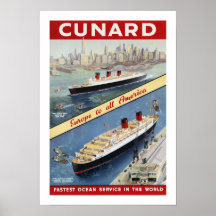 Cunard Europe to all America Poster