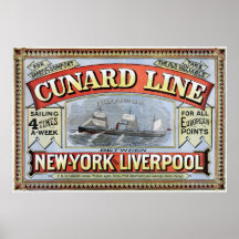 Cunard Line New York Liverpool Poster