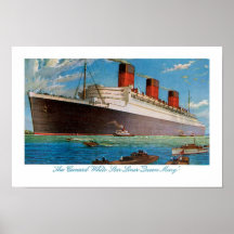 Cunard White Star Line's Queen Mary Posters