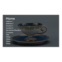 Cup and saucer with colourful designs business card template