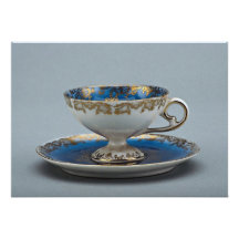 Cup and saucer with colourful designs personalised announcements