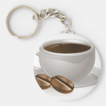 Cup of coffee and beans keychain