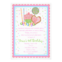 Cupcake and Candy  Birthday invitations
